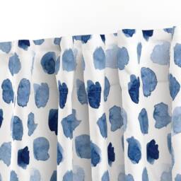 Indigo Dots Curtain Panel - Watercolor Spots Paint Droplets Shades Of Blue Custom in By Dinamae - thumbnail 3