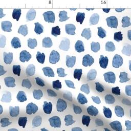 Indigo Dots Curtain Panel - Watercolor Spots Paint Droplets Shades Of Blue Custom in By Dinamae - thumbnail 4
