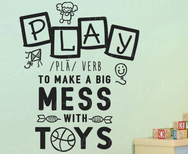 Play Verb To Make A Big Mess With Toys - Child Kids Boy Girl Baby Nursery Playroom School Decorative Vinyl Wall Decal Lettering Art D T51 - image 1