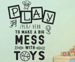 Play Verb To Make A Big Mess With Toys - Child Kids Boy Girl Baby Nursery Playroom School Decorative Vinyl Wall Decal Lettering Art D T51 - thumbnail 1