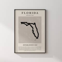 Abstract Florida Map Vintage Wall Art Print Us State - United States Of America Usa Travel Poster - thumbnail 3