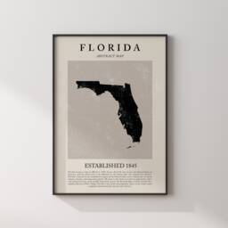 Abstract Florida Map Vintage Wall Art Print Us State - United States Of America Usa Travel Poster - thumbnail 1