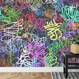 Colorful Graffiti Wall Mural, Teenage Room Decor, Peel & Stick Wallpaper - thumbnail 3