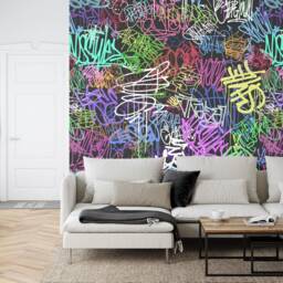 Colorful Graffiti Wall Mural, Teenage Room Decor, Peel & Stick Wallpaper - thumbnail 2