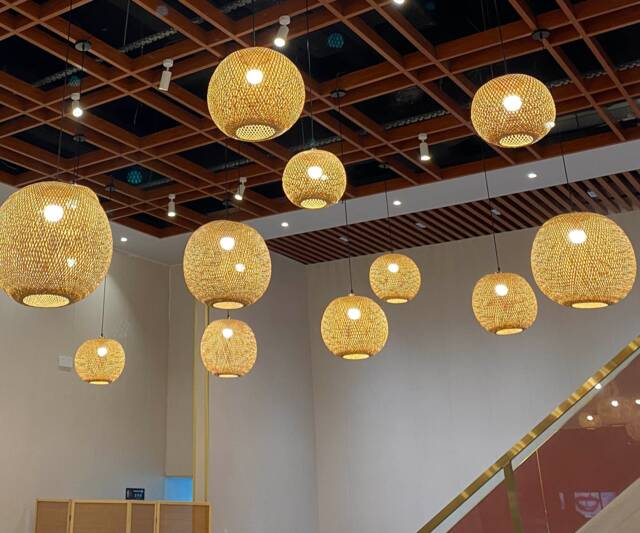 Spherical Bamboo Pendant Light Natural Woven Chandelier - 11'' Or 17.7'' - image 1