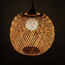 Spherical Bamboo Pendant Light Natural Woven Chandelier - 11'' Or 17.7'' - thumbnail 3
