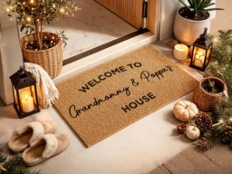 Grandparent Gift Idea - Custom Welcome Rug Personalized Housewarming Present - thumbnail 1