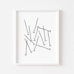 Bobby Pin Fashion Illustration Minimalist Hair Grip Art Print - Unframed - thumbnail 1