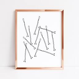 Bobby Pin Fashion Illustration Minimalist Hair Grip Art Print - Unframed - thumbnail 2