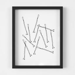 Bobby Pin Fashion Illustration Minimalist Hair Grip Art Print - Unframed - thumbnail 3
