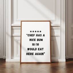 Chef Has A Nice Bum, Would Eat Here Again Kitchen Print, Center Star Poster, Home Decor, Wall Art, High-Quality Quote Poster - thumbnail 1
