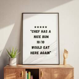 Chef Has A Nice Bum, Would Eat Here Again Kitchen Print, Center Star Poster, Home Decor, Wall Art, High-Quality Quote Poster - thumbnail 2