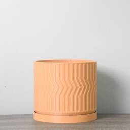 "Sedona Planter With Drainage & Saucer in Orange Sherbet, Unique 3D-Printed Plant Pot, Small To Large Sizes 4"" 5"" 6"" 7"" 8" - thumbnail 3
