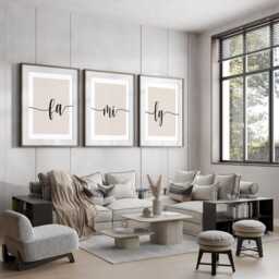 Family Wall Art Print, Neutral Abstract Prints, Modern Art, Wall , Set Of 3 A4, A3 A3+ A2 A1 50x70 Sizes, Fast Delivery - thumbnail 2