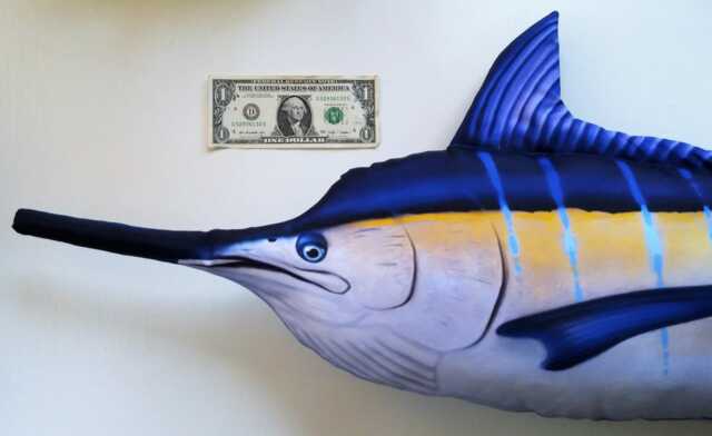 Fish Pillow Blue Marlin Neck Animal Relax Fisherman Gift - image 1