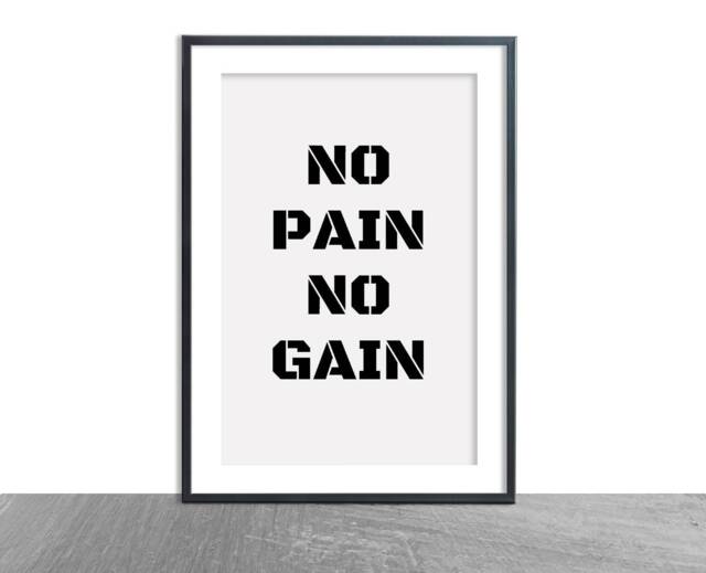 Quote Print - No Pain Gain Gym Fitness - image 1