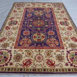 5x7 Ft Purple Beautiful Design Rug, Medallion Kazak Area Red Afghan Hand Knotted Luxury New Rug For Livingroom - thumbnail 2
