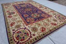 5x7 Ft Purple Beautiful Design Rug, Medallion Kazak Area Red Afghan Hand Knotted Luxury New Rug For Livingroom - thumbnail 1