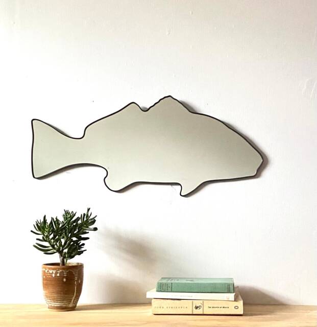 Redfish Mirror/Handmade Wall Art Shape Outline Beach Decor Red Drum Spottail Bass Spot Puppy Channel Fly Fishing Angling Angler - image 1