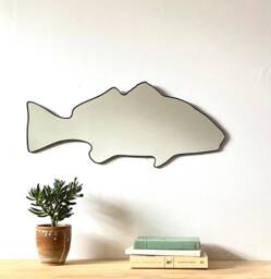 Redfish Mirror/Handmade Wall Art Shape Outline Beach Decor Red Drum Spottail Bass Spot Puppy Channel Fly Fishing Angling Angler - thumbnail 1