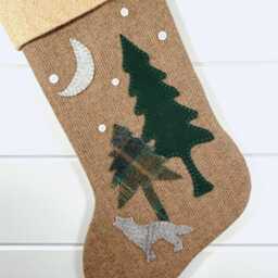Personalized Wool Christmas Stocking Rustic Woodland Animals - thumbnail 3