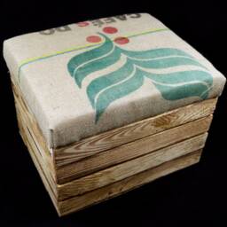 Seat Stool Made From Fruit Crates With Original Coffee Sack Cover Rustic Wooden Box Coffee Sack Stool Jute Upholstery Chest Retro Chair Gift - thumbnail 2