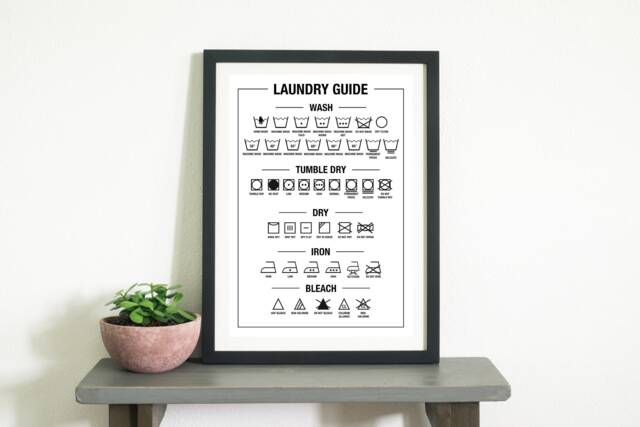 Laundry Guide, Utility Room Print, Care Symbols, Wall Art, Home Decor, Kitchen Print, Laundry Sign