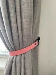 Handmade Pink Leather Curtain Tie Back With O-Ring