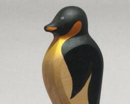 Toy Penguin Wooden White Black Orange - With Head Down Size 9, 0 X 4, 0 2, 2 cm - Bxhxs Approx. 29, 5 Gr - thumbnail 1