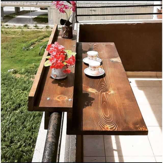 Wooden Balcony Bar Table, Outdoor Patio Furniture, Terrace Bistro Table - image 1