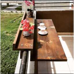 Wooden Balcony Bar Table, Outdoor Patio Furniture, Terrace Bistro Table - thumbnail 1