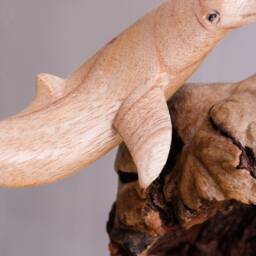 Wooden Dolphin Sculpture, Personalized Statue, Parasite Wood, Handmade Gift, Figurine, Coral Reef, Room Decoration, Burl Family Gift - thumbnail 4