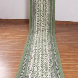 Hand Block Printed Stair Runner Rug, Indian Boho Kilim, 100% Cotton - thumbnail 2