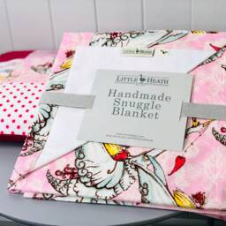 Handmade Baby Girl Pink Swaddle Blanket Wrap & Matching Patchwork Nursery Cushion Newborn Gift Set - thumbnail 2