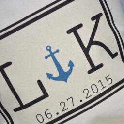 Personalized Pillow, Anchor Pillow, For Him, Cotton Anniversary, 2nd Anniv., Nautical Gift, Couple Anniversary Boating - thumbnail 3
