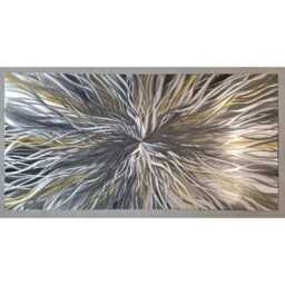 Abstract Metal Wall Art, Silver Gold Grey, R Toomer Art Nova - thumbnail 2