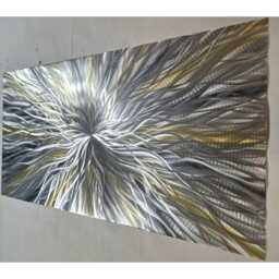 Abstract Metal Wall Art, Silver Gold Grey, R Toomer Art Nova - thumbnail 1