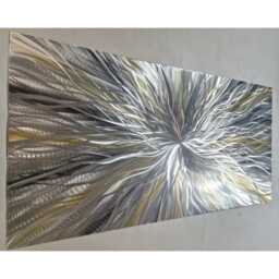 Abstract Metal Wall Art, Silver Gold Grey, R Toomer Art Nova - thumbnail 3