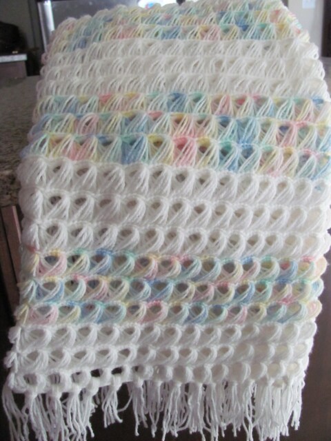 Crocheted Baby Blanket ~ White Christening - image 1