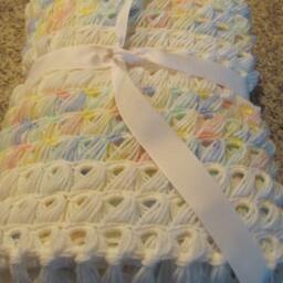 Crocheted Baby Blanket ~ White Christening - thumbnail 2