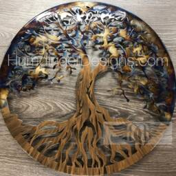 Metal Wall Art Tree Of Life - Steel Decor Heated Foliage Bronze Trunk & Roots - thumbnail 2