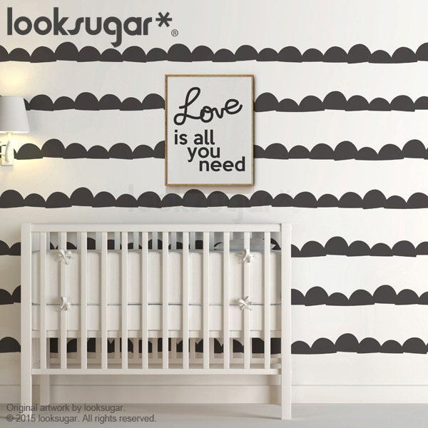 Half Moon Wall Stripes With Wallpaper Effect. Stripe Decal For Home Or Office. Baby Nursery - Ap0025Nr - image 1