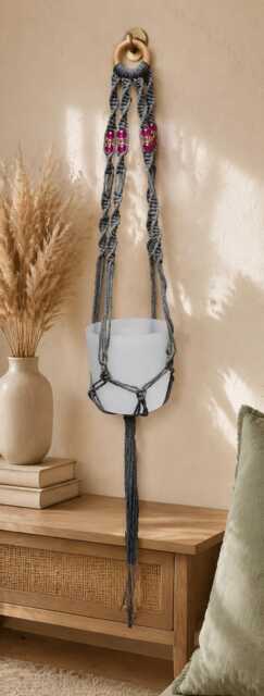 Macrame Plant Hanger With Pot - Hangers Plants Holder Gardening Gifts Indoor - image 1
