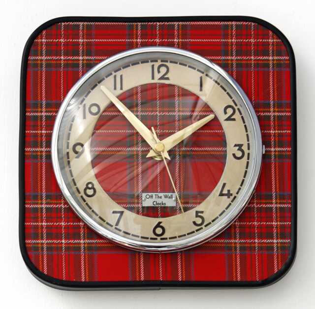Tartan Wall Clock - New 20cm Handmade Mid Century Style Retro Vintage French Gift Off The Clocks - image 1