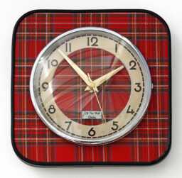 Tartan Wall Clock - New 20cm Handmade Mid Century Style Retro Vintage French Gift Off The Clocks