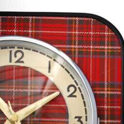 Tartan Wall Clock - New 20cm Handmade Mid Century Style Retro Vintage French Gift Off The Clocks - thumbnail 3