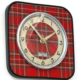 Tartan Wall Clock - New 20cm Handmade Mid Century Style Retro Vintage French Gift Off The Clocks - thumbnail 2