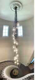staircase Chandelier Foyer With 19 Pendants - High Ceiling Lighting Cascading Glass Globes Dimmable Led - thumbnail 2