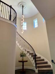 staircase Chandelier Foyer With 19 Pendants - High Ceiling Lighting Cascading Glass Globes Dimmable Led