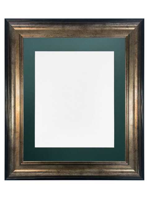 Scandi Black & Gold Photo Frame With Dark Green Mount - image 1